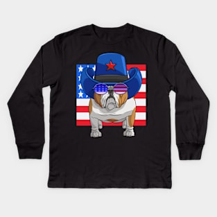 English Bulldog 4th of July Kids Long Sleeve T-Shirt